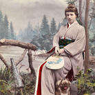 Kusakabe Kimbei, Ritratto di Adelgonda di Braganza in abiti giapponesi, 1889, Giappone Segreto. Capolavori della fotografia dell'800 | Courtesy of Palazzo del Governatore, Parma 2016