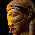 Sicily Palermo Bust Small, Limestone head from a temple, Selinous, Sicily, c.  540-510 BC | Courtesy of Museo Archeologico Regionale A Salinas, Palermo © Regione Siciliana