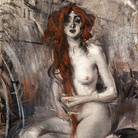 Giovanni Boldini (Ferrara, 1842 - Parigi, 1931), Donna che si pettina i capelli, Collezione privata