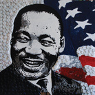 Fabio Ferrone Viola, MLK, 2014, tecnica mista su tela, cm 80x80