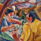 Umberto Boccioni, Sotto il pergolato a Napoli, 1914, Olio e collage su tela, 83 × 83 cm | Courtesy of Museo del Novecento, Milano