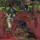 Paul Gauguin, Paesaggio tahitiano con nove figure, 1898, Olio su tela, cm 193 x 73 | © Ny Carlsberg Glyptotek, Copenhagen /Photo: Ole Haupt