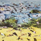 Mario Schifano, Tutti morti, 1970, smalto su tela, cm 195x220, collezione privata