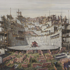 Fabrizio Clerici, Il Minotauro accusa pubblicamente sua madre, 1952 circa, Tecnica mista su tavola, 134.5 × 215 cm, Roma, Galleria Nazionale d’Arte Moderna