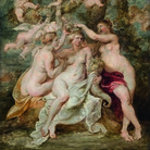 Peter Paul Rubens, Le ninfe incoronano la Dea dell'Abbondanza, 1622 circa, Olio su tavola, 34.5 x 48.5 cm