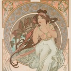 Alfons Mucha (1860-1939), Les Arts: Musique, Danse, Poesie, Peinture, 1898, Quattro litografie a colori su carta, 38 x 60 cm