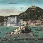 Francesco Pagano (Attr.), Tavola Strozzi (Veduta della città di Napoli con il ritorno della flotta aragnese dopo la Battaglia di Ischia, Tempera su tavola, 245 x 82 cm, Napoli, Museo di San Martino