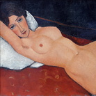 Amedeo Modigliani (Livorno,1884 - Parigi, 1920), Nudo femminile sdraiato su un cuscino bianco, 1917 circa, Olio su tela, Staatsgalerie Stuttgart | Foto: José Luiz via  Wikimedia Creative Commons