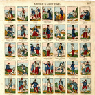 Loterie de la Guerre d’Italie, Epinal, Fabrique de Pellerin, 1850-1874, Stampa, xilografia (290 x 350 mm), Collezione Classense, Altro gioco a estrazione che prevede che vengano ritagliate le singole tessere e pescate da una scatola: sulle tessere sono raffigurati vari personaggi ed eventi legati alla campagna d’Italia di Napoleone ai quali sono associate la vincita o la perdita, Rivolto esplicitamente ai fanciulli | Courtesy of Fondazione Benetton Studi Ricerche Treviso