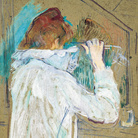 Henri de Toulouse-Lautrec, Femme se frisant. Olio su cartone, 59 x 39 cm, Tolosa, Musée des Augustins