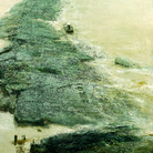 Zhong Han, Acque del fiume e libri di pietra (Baiheliang), 2004, Pittura ad olio e materiale vario, 130 x 190 cm
