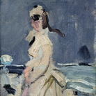 Claude Monet (1840 - 1926), Camille sulla spiaggia, 1870 Olio su tela, 30 x 15 cm, Parigi, Musée Marmottan Monet, lascito Michel Monet, 1966 Inv. 5038 | © Musée Marmottan Monet, Académie des Beaux-Arts, Paris