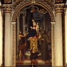 Francesco Beccaruzzi, Madonna con il Bambino in trono e i santi Giovanni Battista e Francesco d’Assisi, olio su tela, Conegliano, Oratorio di Santa Maria delle Grazie