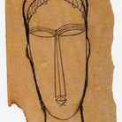 Amedeo Modigliani, Testa scultorea, 1910-1911 Matita grassa nera, 43 x 19 cm Collezione privata