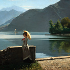 Napoleone Nani, Passeggiata sul lago. Olio su tela, cm 59 x 87,5. Padova, collezione privata