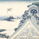 Katsushika Hokusai, Il santuario Honganji di Asakusa a Edo, Dalla serie Trentasei vedute del monte Fuji, 1830-1832 circa, Silografia policroma, 24.7 x 36.5 cm, Honolulu Museum of Art | Courtesy of Palazzo Reale, Milano 2016