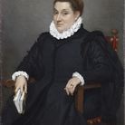 Giovan Battista Moroni Albino, Ritratto di gentildonna con libro, circa 1570 olio su tela, collezione Lochis, 1866