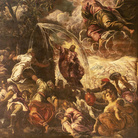 Tintoretto, Mosè fa scaturire l'acqua dalla roccia, 1577 circa, Sala Capitolare Scuola Grande di San Rocco, Venezia, Olio su tela, 520 x 550 cm | © Scuola Grande di San Rocco e Chiesa di San Rocco | Courtesy of Sky Italia s.r.l. Tintoretto – Un Ribelle a Venezia e Sky Arts Production Hub 2019