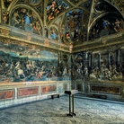 Raffaello Sanzio e allievi, Sala di Costantino, 1520-1524, Veduta con lampadario, Musei Vaticani, Nuova Illuminazione delle Stanze di Raffaello realizzata da Osram, 2017 | © Governatorato dello Stato della Città del Vaticano