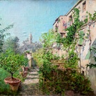 Telemaco Signorini, Giardino a Settignano, olio su tela applicata a cartone, 38x41 cm, 1885 circa. Istituto Matteucci, Viareggio