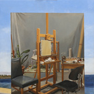 Tom Alberts, Beach and Studio, 2016, Olio su tela di lino, 66 x 81 cm
