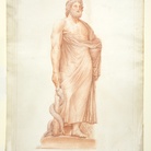 W. Kent, Asclepio Farnese, XVIII secolo. Disegno, sanguigna su carta. Norfolk, Holkham Hall