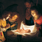 Gerrit van Honthorst - (Gherardo delle Notti) (Utrecht 1592 - 1656), Adorazione del Bambino, 1619-1620. Olio su tela. Firenze, Galleria degli Uffizi