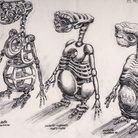Carlo Rambaldi, Studio con proporzioni e movimenti: E.T. THE EXTRATERRESTRIAL, modello meccanico, modello supporto anatomico, modello anatomico, 1981 | © Fondazione Culturale Carlo Rambaldi