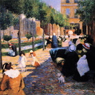 Federico Zandomeneghi (1841 - 1917), Place d'Anvers, Paris, 1880, Olio su tela, 100  x 134.9 cm, Piacenza, Galleria d'Arte Moderna Ricci Oddi