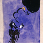 Marc Chagall, Mosè riceve le Tavole della Legge, 1956. Disegno per l'edizione Verve della Bibbia (nn.33-34). Inchiostro di china, gouache, grafite e acquerello su carta, cm 40x31,2. Dono di Ida Chagall, Parigi © Chagall ® by SIAE 2 015