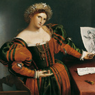 Lorenzo Lotto (Venezia, 1480 circa - Loreto, 1556-1557), Ritratto di donna con un disegno di Lucrezia, 1530-1533 circa, Olio su tela, 110.5 x 95.9 cm,The National Gallery, Londra