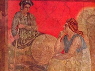 immagine di Affresco raffigurante un principe macedone con un filosofo