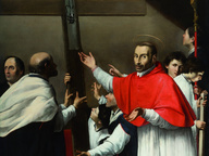 immagine di San Carlo Borromeo porta in processione il chiodo della croce