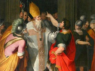 immagine di Sant'Ambrogio che ferma Teodosio di Camillo Procaccini