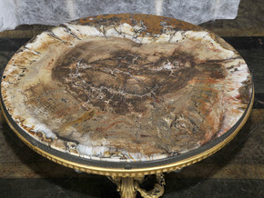 immagine di Tavolino con piano in legno pietrificato