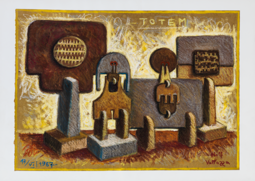 Adolf Vallazza, Totem, 1987. Tecnica mista su carta, 44.2 x 61 cm. Collezione Museion I Ph. Gardap hoto s.r.l., Salò