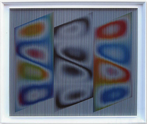 Alberto Biasi, La forma del vento, 1999, rilievo in PVC su tavola, cm. 100x120x4,5