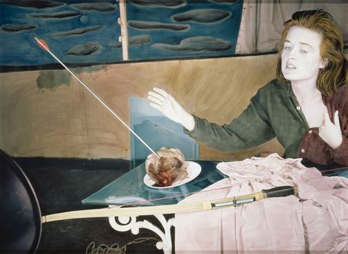 Ouka Leele, HERIDA COMO LA NIEBLA POR EL SOL, 1987. Copia de fotografí a en blanco y negro pintada a mano con acuarela impresión digital sobre papel de algodón Hahnemühle