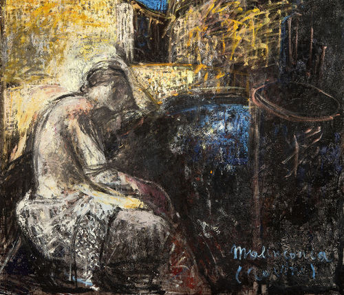Ruggero Savinio, <em>Malinconia I</em>, 1987, olio su tela, 150x150 cm. Vanzaghello. Collezione privata | &copy; Ruggero Savinio, by SIAE 2022