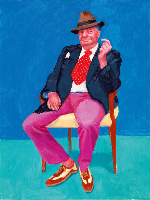 David Hockney, <em>Barry Humphries</em>, 26th, 27th, 28th marzo 2015, Acrlico su tela, 91.4 x 121.9 x cm | &copy; David Hockney | Foto: Richard Schmidt