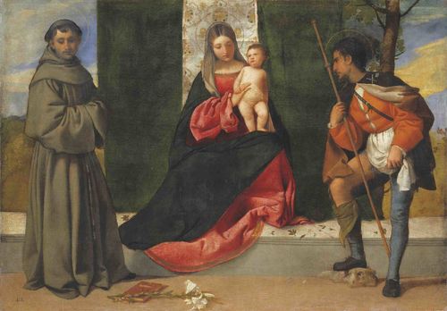 Tiziano, <em>Madonna con il Bambino tra sant&rsquo;Antonio da Padova e san Rocco</em>, 1509 - 1510 circa, Tela, 92 &times; 103 cm, Madrid, Museo Nacional del Prado | &copy; Photographic Archive / Museo Nacional del Prado, Madrid<br />