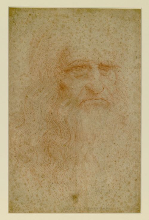 Leonardo Da Vinci, <em>Autoritratto</em>, 1515 circa, Sanguigna su carta,&nbsp; <span style="font-size: small;">33.5 x 21.6 cm</span><br />
