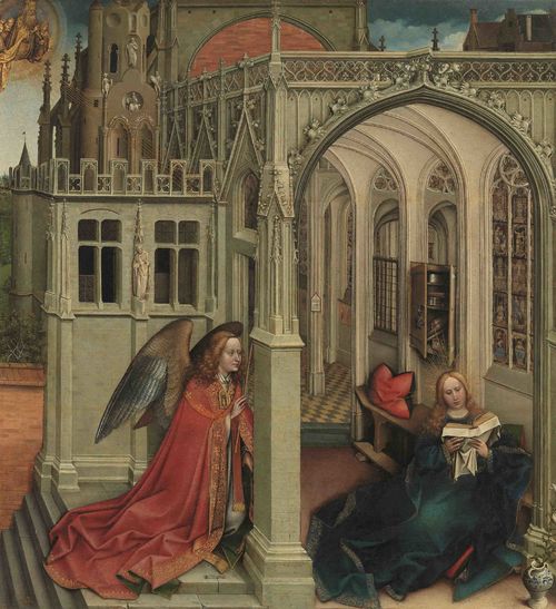 Robert Campin, <em>Annunciazione, </em><span><em>Trittico di M&eacute;rode</em>, 1428, <span>New York, </span>Metropolitan Museum of Arts</span><br />
