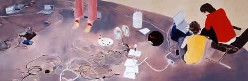 Miltos Manetas, <em>Italian Painting (ElectronicOrphanage)</em>, Particolare, 2000, Olio su tela, Collezione MAXXI Arte