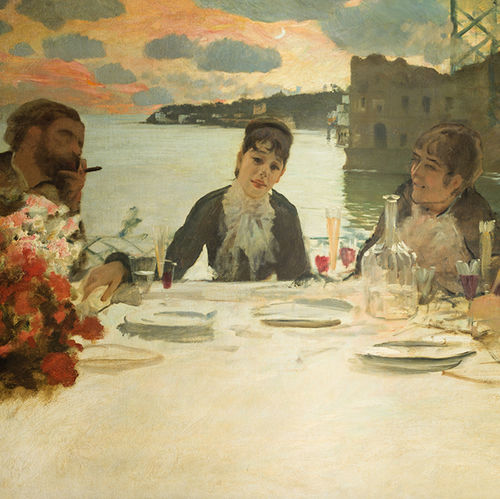 Giuseppe De Nittis, Pranzo a Posillipo, 1859 ca., olio su tela, 109x173,3 cm. Galleria d'Arte Moderna, Milano 