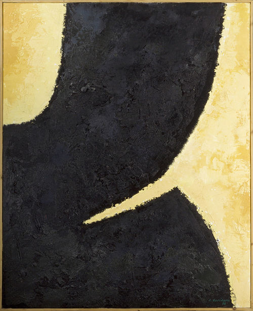 Renato Barisani,&nbsp;Grande forma, 1998, quadro di cm. 162x130,5, tecnica mista su tela e tavola