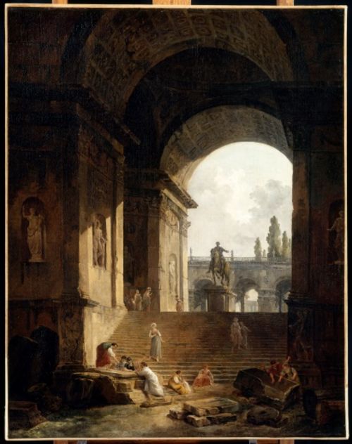 Hubert Robert, <em>Vue pittoresque du Capitole avec la Statue &Eacute;questre de Marc-Aur&egrave;le</em>, Valenciennes, 1774, Mus&eacute;e des Beaux-Arts
