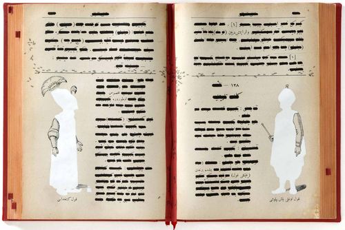 Emilio Isgr&ograve;, <em>Codice ottomano della solitudine</em>, 2010, Acrilico su libro in box di legno e plexiglass, 82.5 x 57.5 x 13 cm<br />
