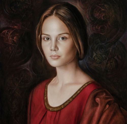Ulisse Sartini, Omaggio alla Belle Ferroniére, 2018, olio su tela, cm. 70x50