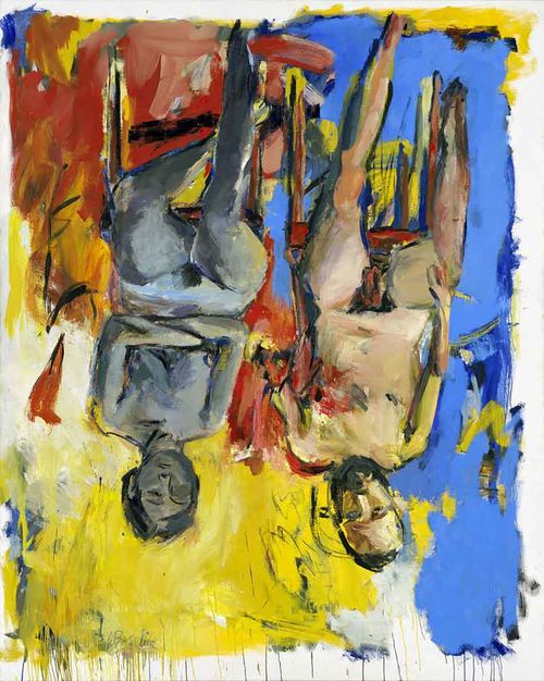 Georg Baselitz, <em>Schlafzimmer (Camera da letto)</em>, 1975, Olio e carboncino su tela, 200 x 250 cm | &copy; Georg Baselitz Treuhandstiftung